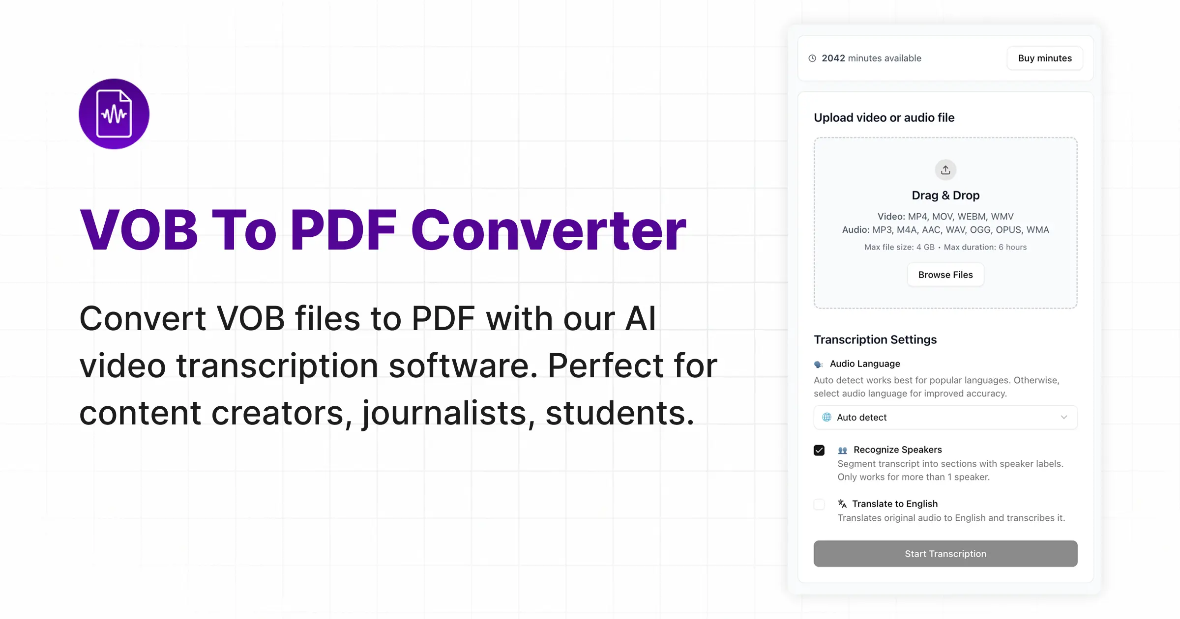 VOB to PDF Converter: Transcribe VOB to PDF